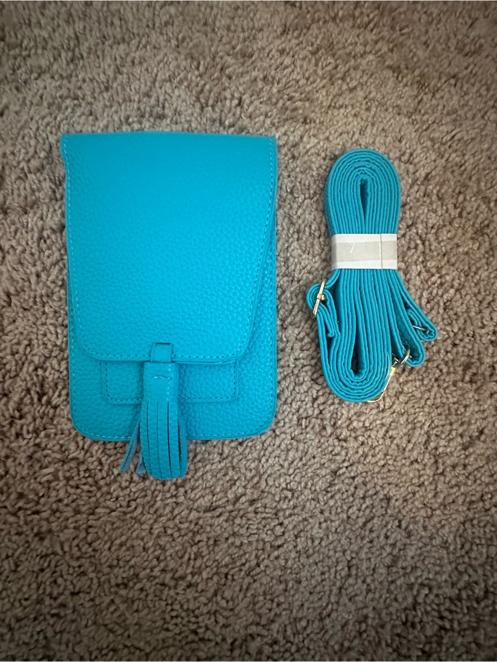 NWT Turquoise Crossbody Phone Bag with Tassel